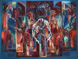 A. Negură. Motiv etern, 1988, MNAM, tapiserie	