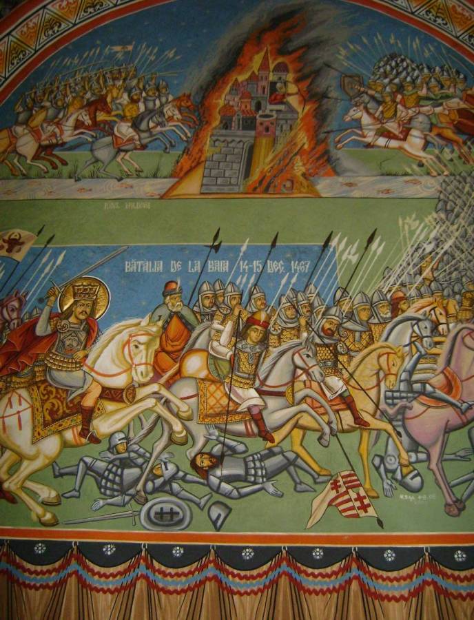Внутренняя живопись Монастыря Камарзани о битве у Баи