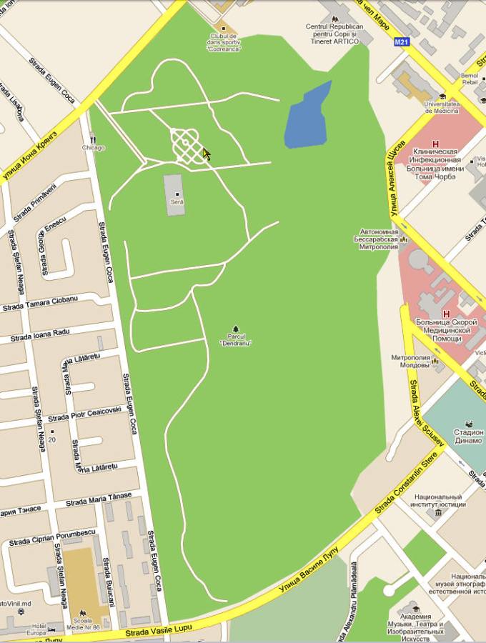 Дендропарк на карте Кишинева