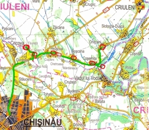 Harta traseului de-a lungul rîului Ichel