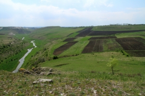 Vedere − rîul Racovăţ şi cîmpiile satului Buzdugeni