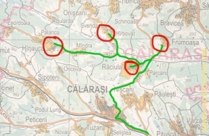 Harta traseului „4 mănăstiri din raionul Călăraşi”