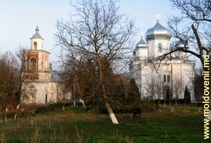 Vedere spre ambele biserici ale Mănăstirii Hîrbovăţ, toamna 2008