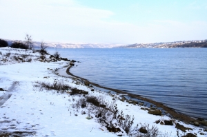 Lacul de acumulare de la Dubăsari iarna, fotografiat de departe