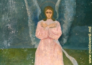 Pictură a pridvorului bisericii de vară a Mănăstirii Hîrjauca – „ Îngerul în roz”