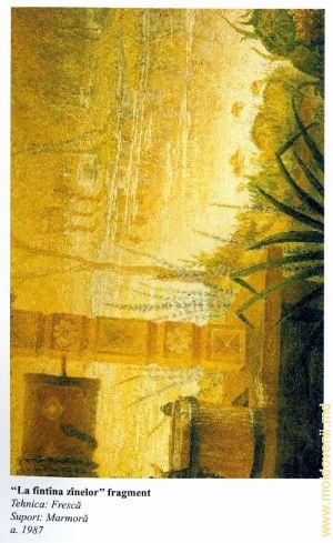 «У колодца фей», фрагмент. Техника: фреска; Основа: мрамор, 1987 год