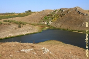 Confluenţa rîului Draghişte cu rîul Racovăţ la începutul lacului de acumulare de pe Racovăţ